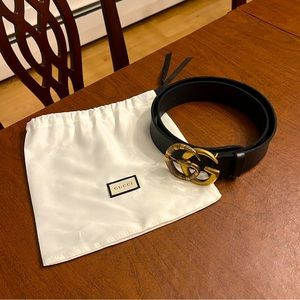 GUCCI Double G Buckle Snake Leather Belt size 90cm LIKE NEW